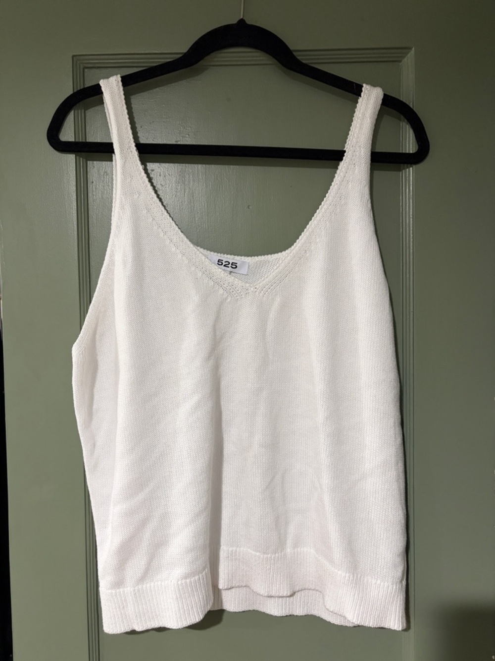 525 America White Knit V‑Neck Tank Top